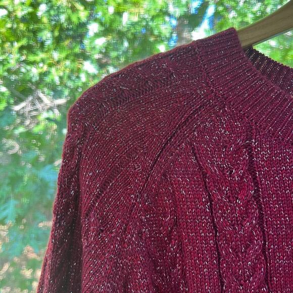 Athleta Women's Red & Silver Sparkle Pullover Sweater Size L - Picture 6 of 10